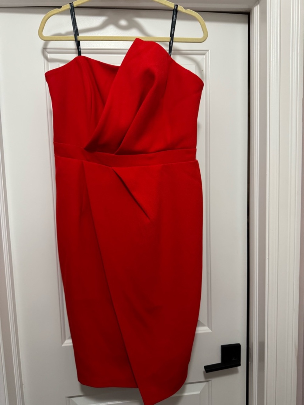 City Chic Strapless Red Draped Sheath Dress